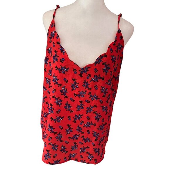 Tahari Scalloped Floral Tank Blouse Size L - Picture 1 of 7